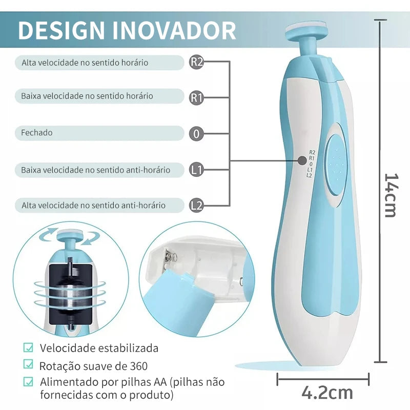 CuidaBem Baby – 6-in-1 Electric Manicure Kit for Babies